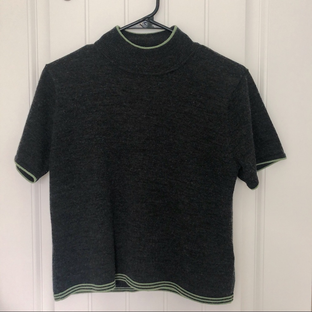 Green & Black Mock Turtle Neck Sweater Top